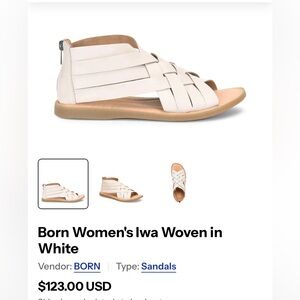 Like New Børn Iwa Woven Leather Off White Peep-Toe Sandals Wrap around – Size 10
